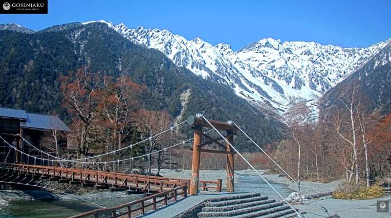 上高地河童橋ライブカメラ(長野県松本市上高地) 2026年3月21日