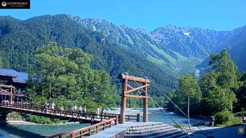 上高地河童橋ライブカメラ(長野県松本市上高地) 2026年7月9日