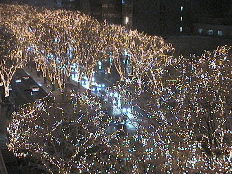 せんだいメディアテークライブカメラは、宮城県仙台市青葉区のせんだいメディアテークに設置された定禅寺通り・晩翠通交差点・イルミネーションが見えるライブカメラです。