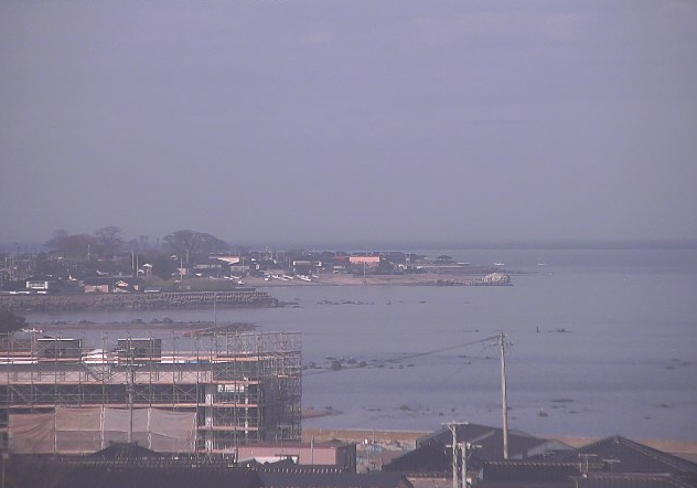 仁賀保勤労青少年ホーム屋上から平沢漁港・日本海・鳥海山・平沢海水浴場・男鹿半島・西目町風車・飛島・芹田岬・由利本荘方面