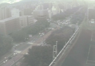 広島工業大学専門学校屋上から平和大通り・広島電鉄路面電車