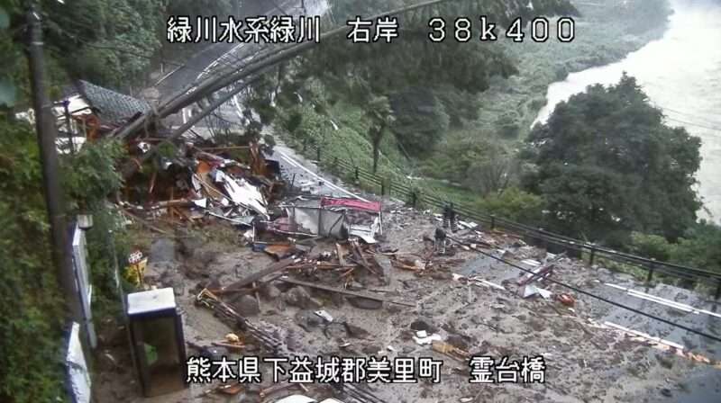 緑川霊台橋ライブカメラ(熊本県美里町清水)2025年8月11日 土砂崩れ発生