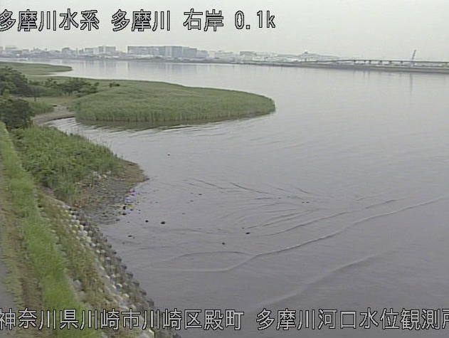 多摩川多摩川河口水位観測所ライブカメラは、神奈川県川崎市川崎区の多摩川河口水位観測所に設置された多摩川が見えるライブカメラです。