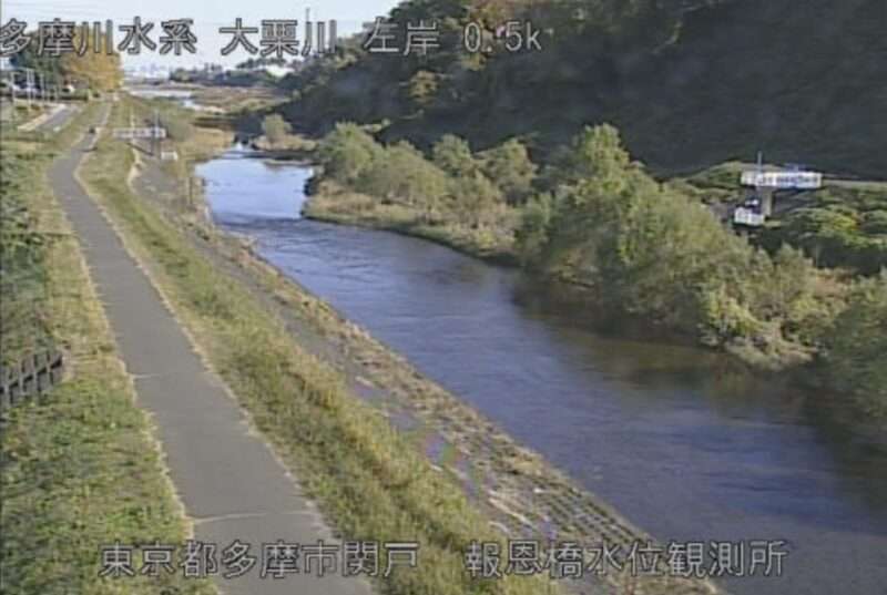 大栗川報恩橋水位観測所ライブカメラ(東京都多摩市関戸)