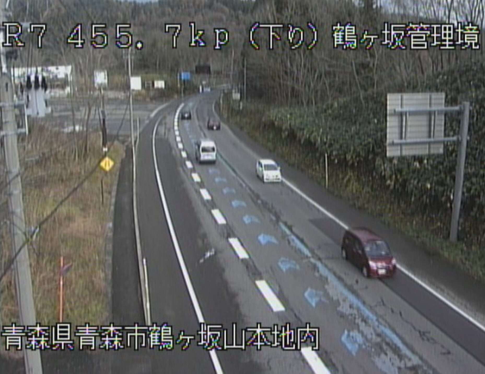 国道7号鶴ヶ坂管理境ライブカメラ(青森県青森市鶴ヶ坂)
