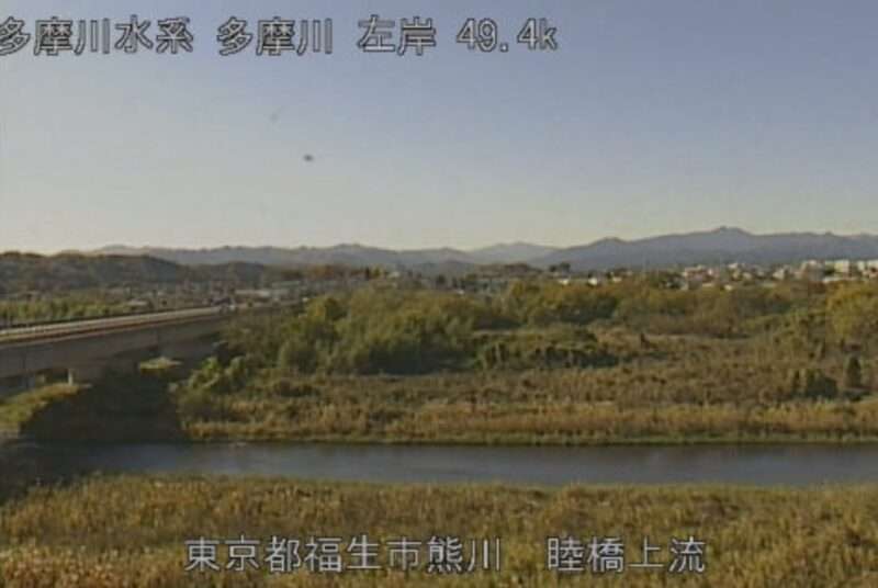 多摩川睦橋上流ライブカメラ(東京都福生市南田園)