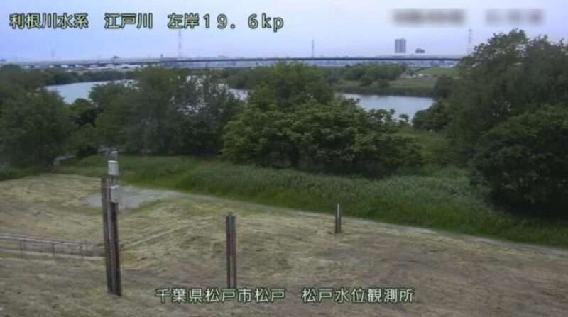江戸川松戸水位観測所赤圦ラバー堰ライブカメラ(千葉県松戸市松戸)