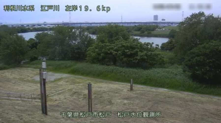 江戸川松戸水位観測所赤圦ラバー堰ライブカメラ(千葉県松戸市松戸)