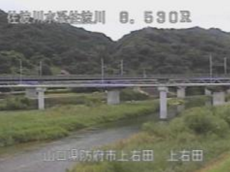 佐波川上右田ライブカメラは、山口県防府市の上右田に設置された佐波川が見えるライブカメラです。