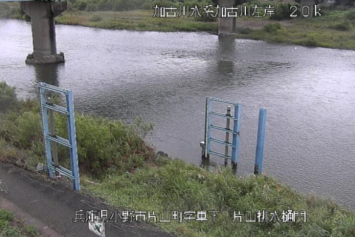 加古川大島ライブカメラは、兵庫県小野市片山町の片山排水樋門に設置された加古川が見えるライブカメラです。