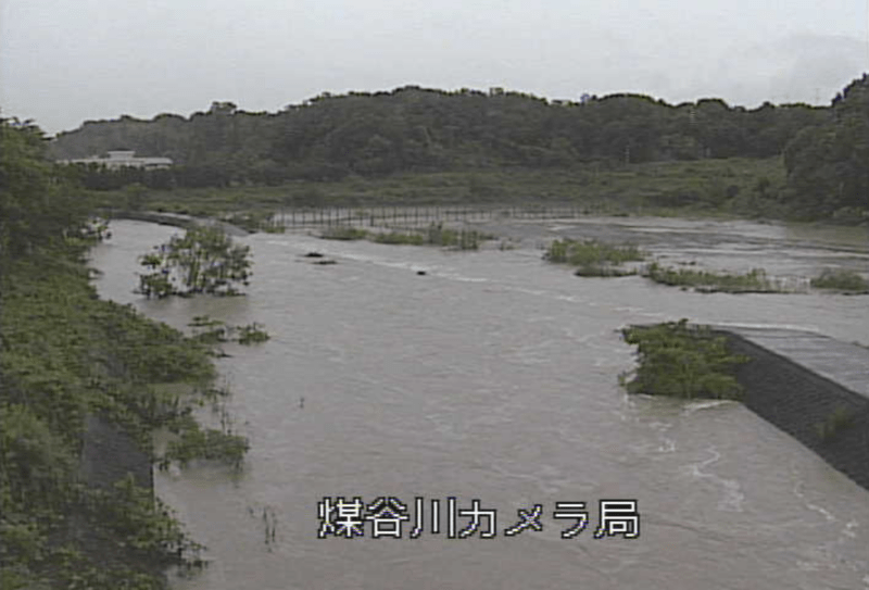 煤谷川北稲八妻ライブカメラ(京都府精華町北稲八間) 2026年6月26日6時50分 台風7号・台風8号接近による増水時