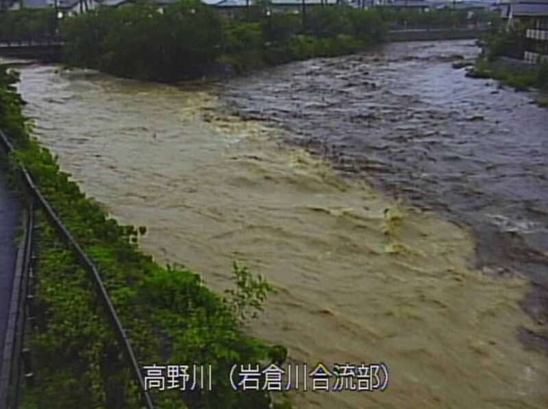 高野川岩倉川合流部ライブカメラ(京都府京都市左京区) 2026年6月26日5時30分 台風7号・台風8号接近