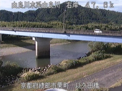 由良川以久田橋ライブカメラは、京都府綾部市栗町の以久田橋に設置された由良川が見えるライブカメラです。