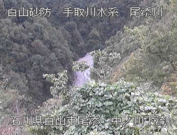 尾添川中ノ川下流ライブカメラは、石川県白山市尾添の中ノ川下流に設置された尾添川が見えるライブカメラです。