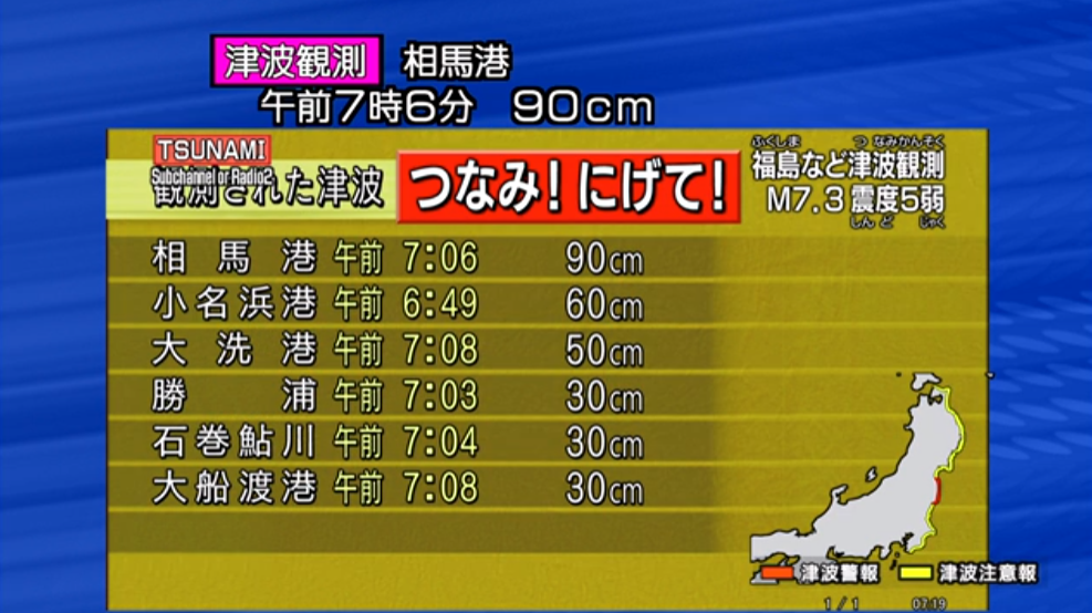 【2016年11月22日】福島県沖震度5弱津波観測ライブカメラ(福島県)