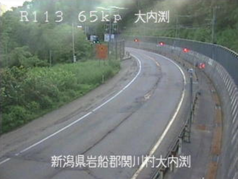 国道113号大内渕第1ライブカメラ(新潟県関川村大内渕)