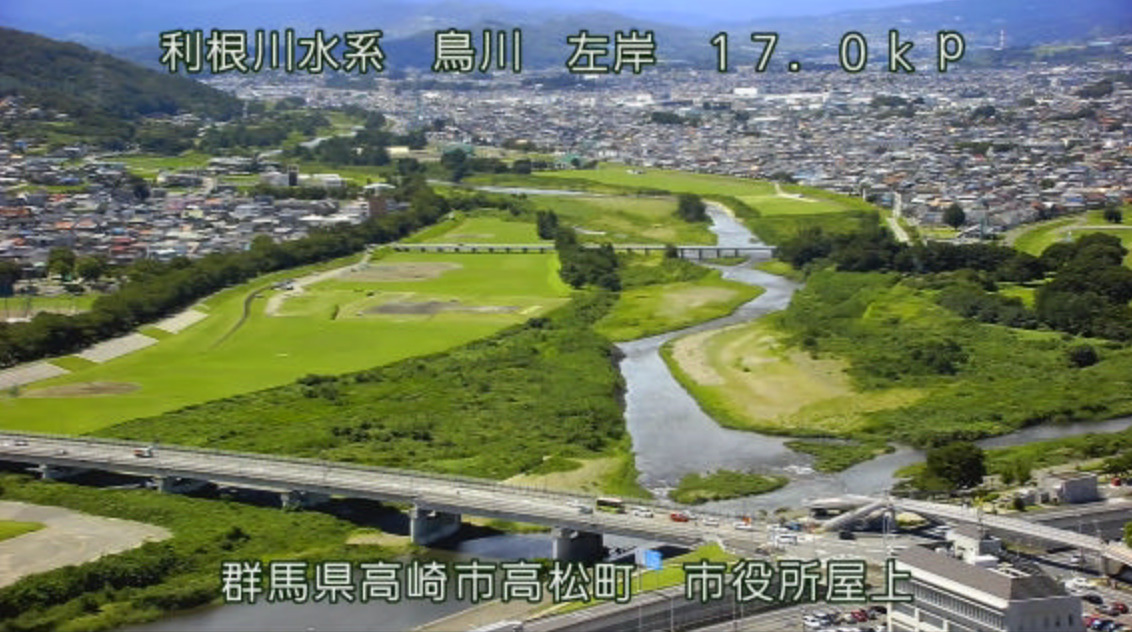 烏川碓氷川合流点高崎市役所屋上ライブカメラ(群馬県高崎市高松町)