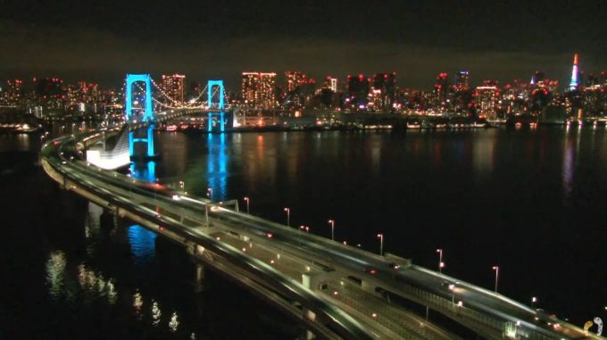 ちんあなレインボーブリッジ東京タワーライブカメラ(東京都港区台場)