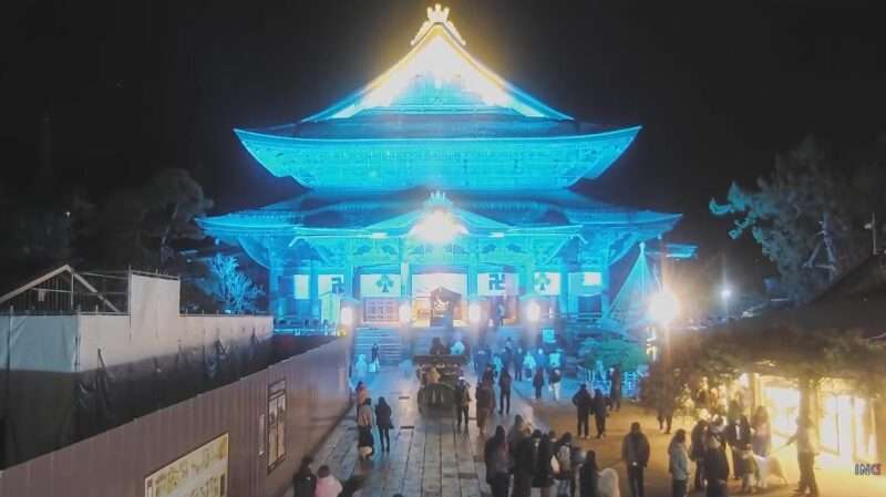 善光寺ライブカメラ(長野県長野市長野元善町) 2026年2月20日 善光寺ゆめ常夜灯