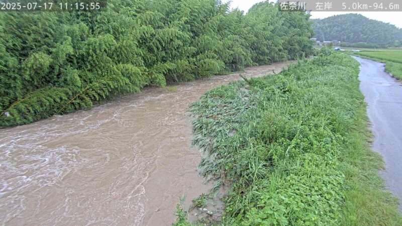 佐奈川5.0KP左岸ライブカメラ(三重県多気町油夫) 2025年7月17日 11:15 氾濫危険水位