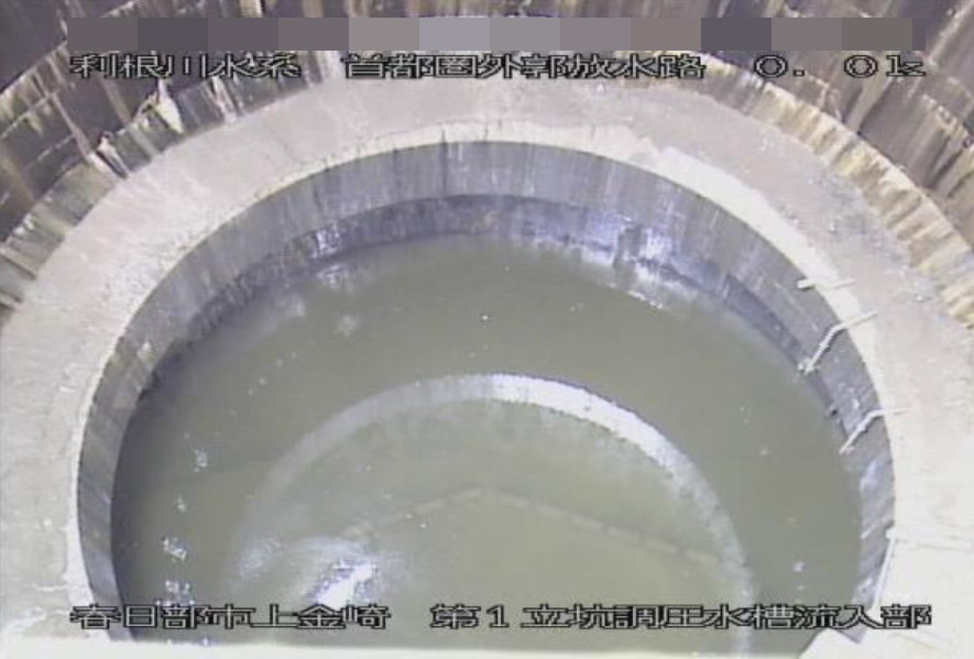 首都圏外郭放水路第1立坑ライブカメラ(埼玉県春日部市上金崎)