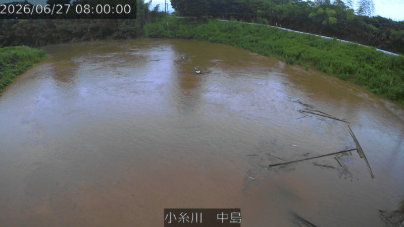 小糸川中島ライブカメラ(千葉県君津市上) 2026年6月26日8時00分 台風7号・台風8号接近による増水時