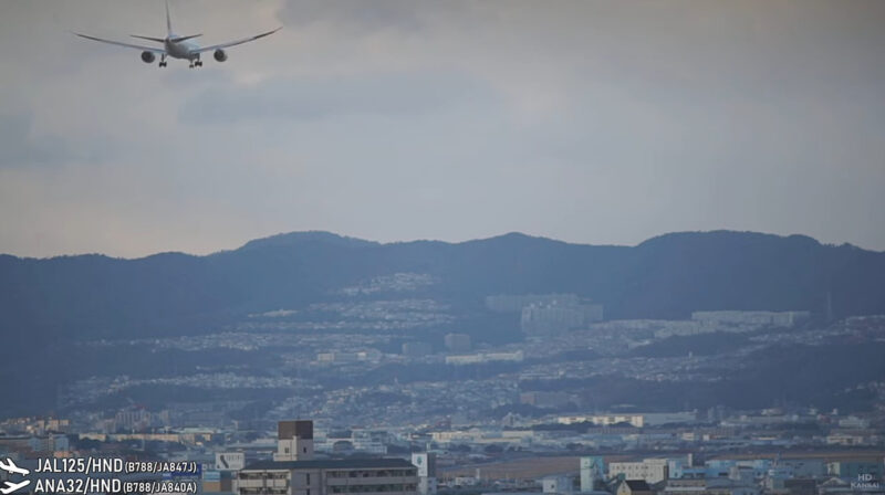 大阪国際空港RWY32Lショートファイナルライブカメラ(兵庫県宝塚市)