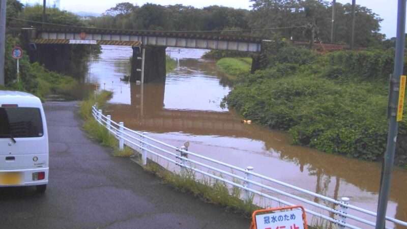 六斗目川乙川合流地点ライブカメラ(愛知県岡崎市大西町)　2025年9月5日12時10分 台風15号大雨増水時 冠水