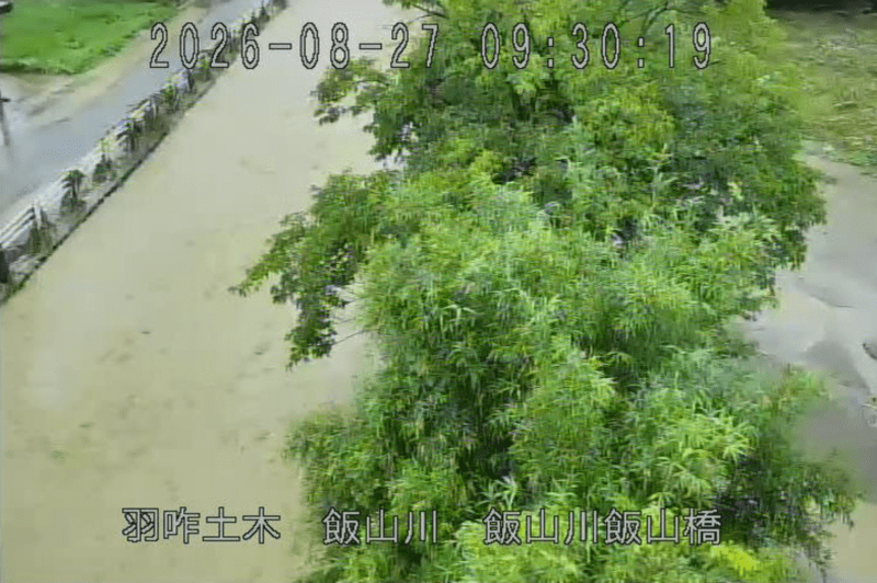 飯山川飯山橋ライブカメラ(石川県羽咋市飯山町) 2026年8月27日時分 大雨増水時