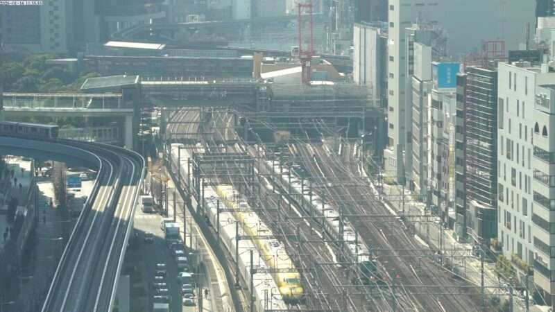 共同通信社浜松町駅ライブカメラ(東京都港区東新橋) 2026年1月16日 ドクターイエロー