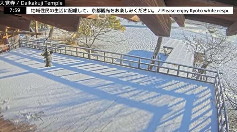 大覚寺ライブカメラ(京都府京都市右京区嵯峨大沢町) 2026年1月22日 積雪