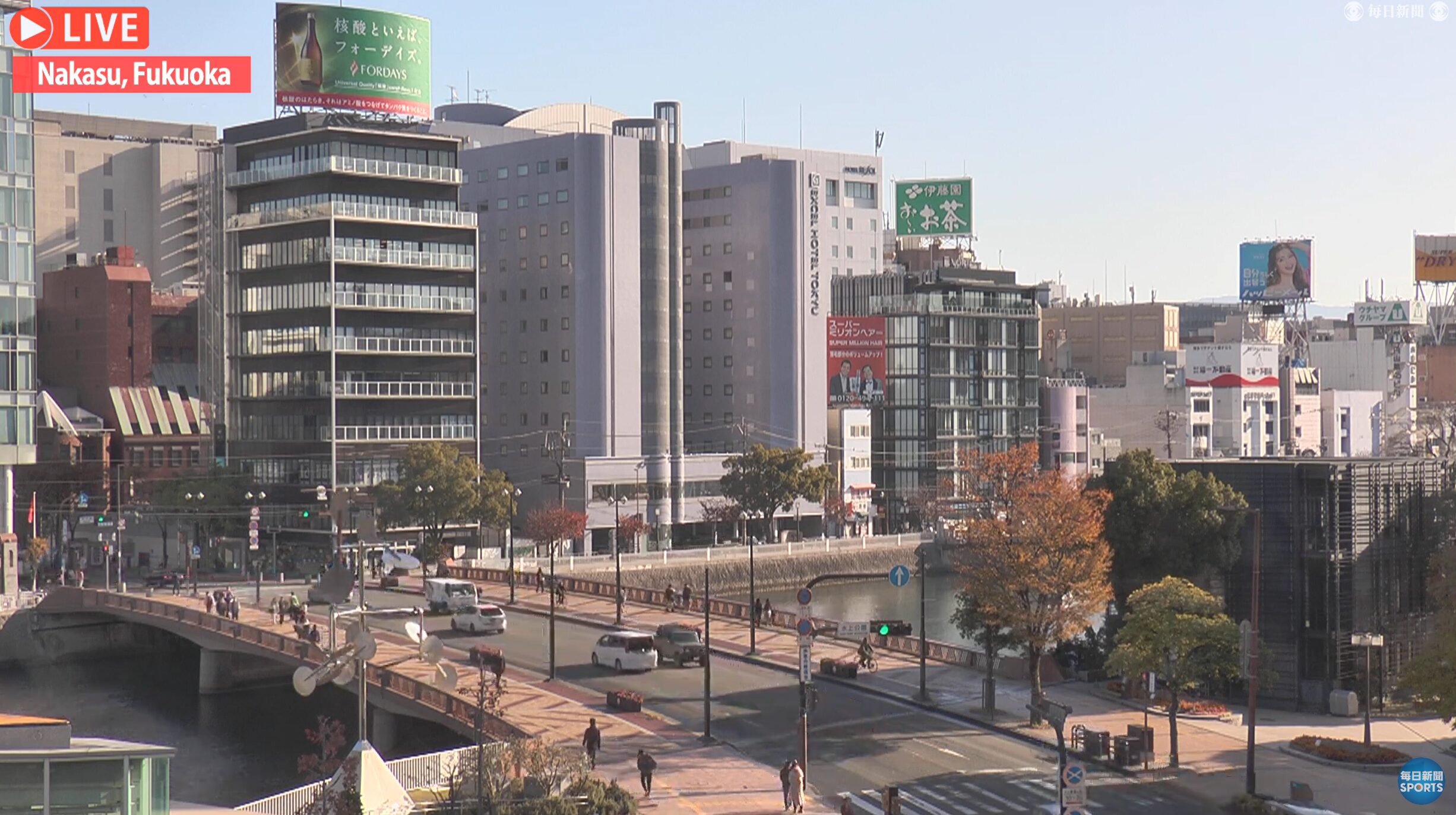 毎日新聞中洲ライブカメラ(福岡県福岡市中央区天神)