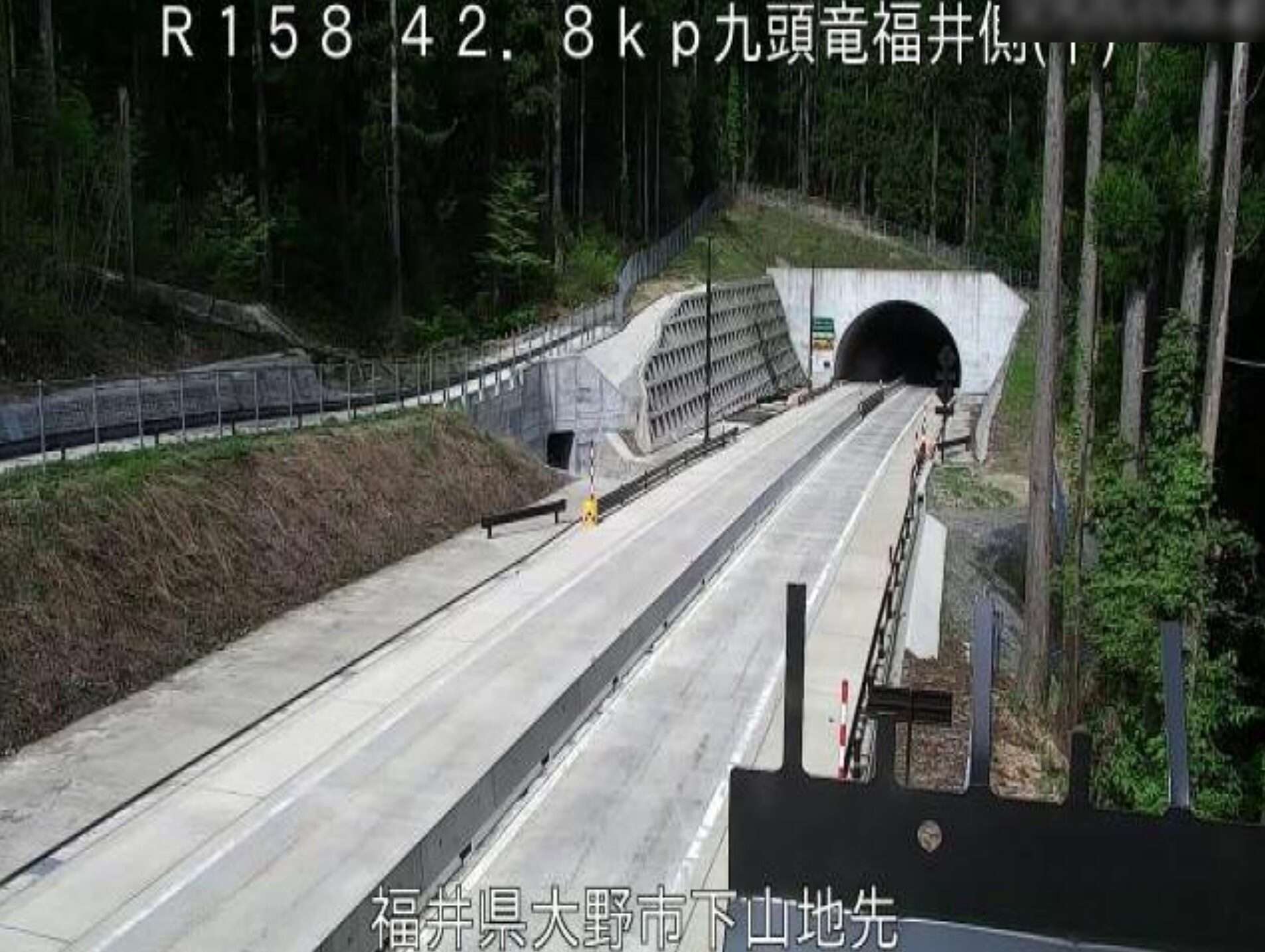 国道158号九頭竜トンネル福井側ライブカメラ(福井県大野市下山)