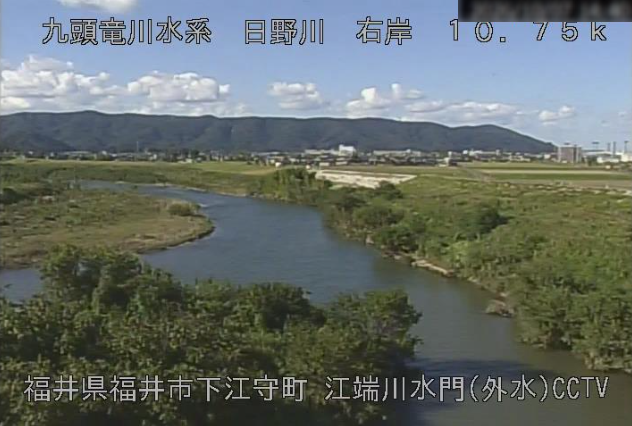 日野川江端川水門外水ライブカメラ(福井県福井市江守の里)