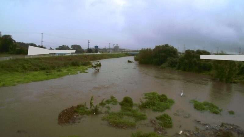 砂押川勿来川合流地点ライブカメラ(宮城県多賀城市市川) 2025年10月1日12時10分 大雨時河川増水
