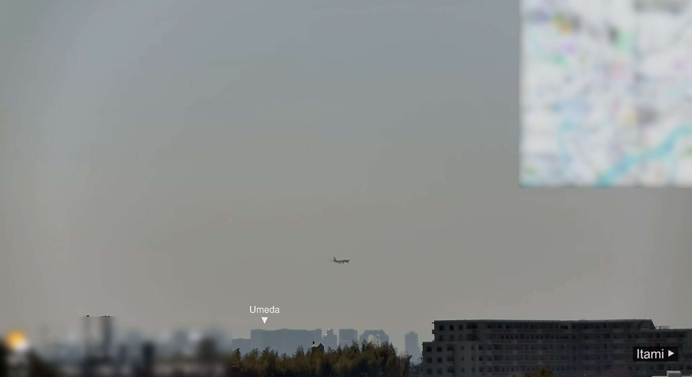 大阪上空飛行機梅田方面ライブカメラ(大阪府豊中市)