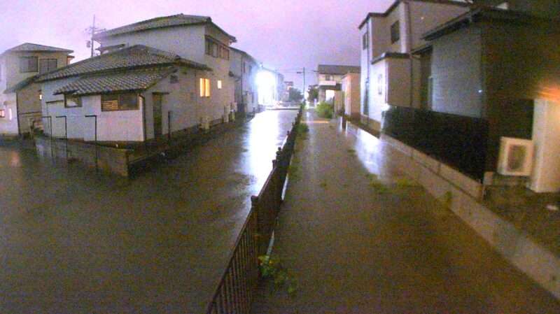 要川桂町ライブカメラ(石川県金沢市桂町) 2025年9月20日22時35分 大雨河川増水時