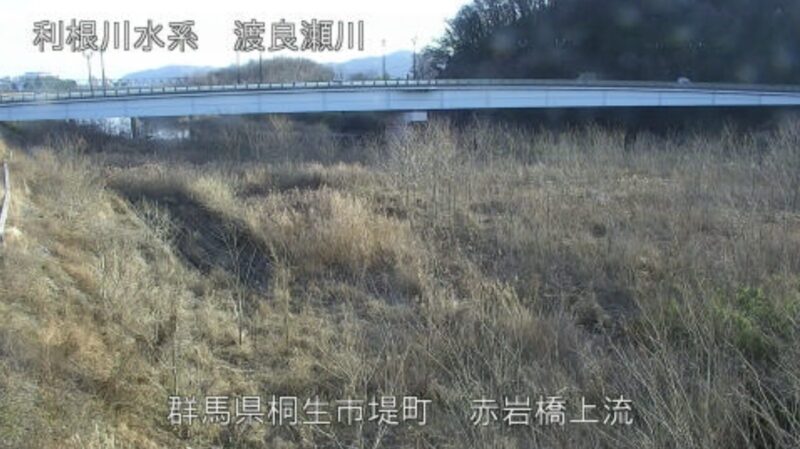 渡良瀬川赤岩橋上流ライブカメラ(群馬県桐生市堤町)
