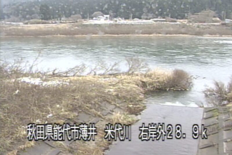 米代川比井野川救急排水機場堤外ライブカメラ(秋田県能代市二ツ井町下野川端)