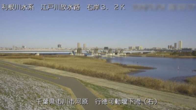 江戸川行徳可動堰下流右岸ライブカメラ(千葉県市川市河原)