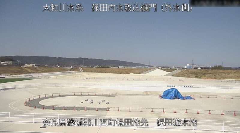 保田遊水地保田内水取込樋門外水側ライブカメラ(奈良県川西町保田)