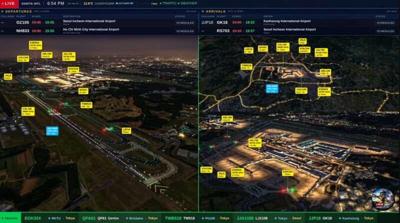 成田空港3D航空交通ライブカメラ(千葉県成田市古込)