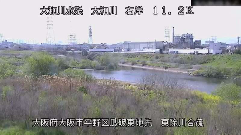 大和川東除川合流地点ライブカメラ(大阪府大阪市平野区瓜破東)
